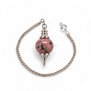 Pendule en rhodonite, pendule en pierre précieuse pour la guérison, pendule pour le Reiki et la divination, pendule en cristal naturel, vente en gros - Product Image 1