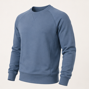 Sweat-shirt personnalisé bleu poussière pour homme, coupe décontractée, athlétique, col rond compact avec insert en V tonal, MCRW-0014 - Product Image 3