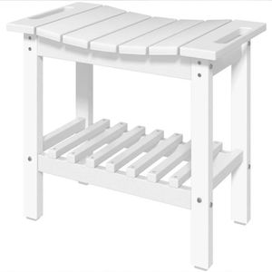 <b>White</b> Storage Shower Bench <b>Small</b> Side <b>Table</b> Dual-Purpose Coffee <b>Table</b> for Patio Use - Product Image 6