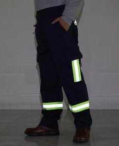 Pantalon de travail haute visibilité ignifuge avec bandes réfléchissantes, pantalon cargo à taille élastique, uniforme de sécurité bleu marine - Product Image 4