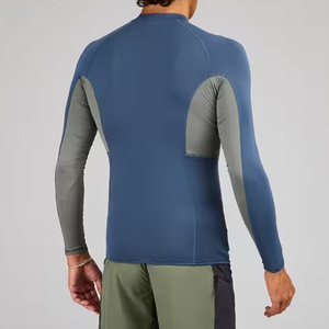 <b>Men</b> Full Sleeve Rash Guard Color Blocked UPF50+ <b>Compression</b> <b>Shirt</b> Polyester Adult Swimwear Top - Product Image 5