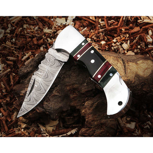 Couteau pliant de haute qualité en acier Damas pour le camping - Product Image 3