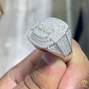 Anillo llamativo cuadrado de moissanita helada para hombre Plata de Ley 925 sólida auténtica, moissanita de 3,62 quilates - Product Image 2