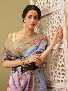 ผ้าซารีลายพิมพ์ดิจิทัลลิลานคอตตอนสุดพิเศษ สวยงามโดดเด่น พร้อมภาพถ่ายนางแบบจริง - Product Image 5