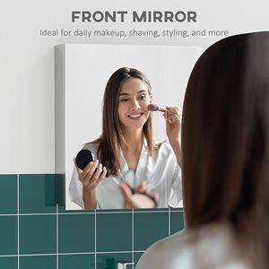 Armadietto da Bagno a 3 Ripiani in Argento con Ante a Battente e Specchio, Mobile da Parete - Product Image 5