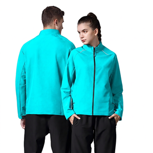Veste bomber coupe-vent unisexe bleu marine pour homme, logo sur le devant, col montant, fermeture éclair, style sportif, coupe régulière, matière polyester, automne - Product Image 4