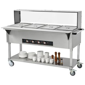 Scaldavivande Commerciale a 4 Vasche 20.6QT, Tavolo Elettrico a Vapore 2000W, Professionale per Buffet e Catering, Controllo Manuale della Temperatura in Acrilico - Product Image 1
