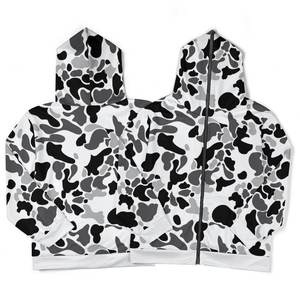 Sudadera con capucha unisex personalizada de camuflaje rosa con cremallera completa, corte holgado, chaqueta deportiva con capucha, sudadera informal estilo streetwear para parejas - Product Image 4
