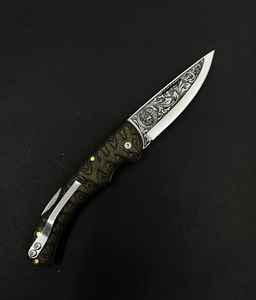 Navaja de Bolsillo Plegable de Acero con Alto Contenido de Carbono Grabada, Acero D2 Premium, Diseño Personalizado, Compatible con ODM, para Hombres, Mujeres, Cazadores, Regalos DIY - Product Image 6