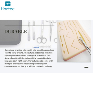 Kit de formation pour étudiants en médecine : Coussin de suture en silicone, aiguilles, manuel de formation chirurgicale, instruments chirurgicaux en acier inoxydable - Product Image 6