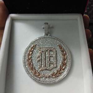 Último Modelo Personalizado, Colgante Infantil de Plata de Ley 925 Chapado en Oro Rosa de 14K, Diamante Real, Nombre Personalizado, Amuleto Clásico para Fiestas - Product Image 1