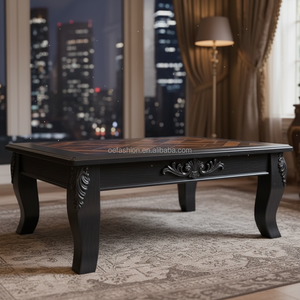 Support à plantes en bois massif noir antique OE-FASHION, table de présentation de fleurs à étages de luxe avec marqueterie en noyer - Product Image 4