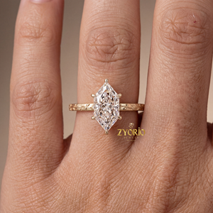 Bague en or jaune avec diamant de laboratoire marquise tournesol gaufré de qualité supérieure pour fiançailles, mariage, fête ou jour spécial - Product Image 3