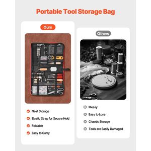 Borsa Portatile in Tela per Kit di 61 Utensili per Lavorazione del Cuoio, per Incisione, Punzonatura, Stampa e Levigatura, Accessori per Artigianato in Pelle - Product Image 6