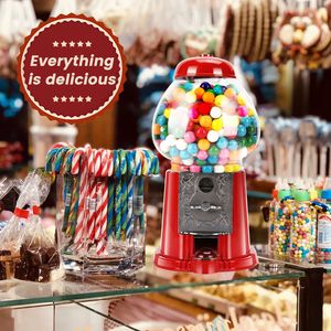 15 Inch Commercial Red Gumball <b>Machine</b> Key Operated <b>Candy</b> Dispenser with Stand Coin Op Bubble Gum <b>Machine</b> - Product Image 3