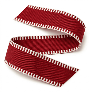 Cinta de grogrén roja y blanca de 25 mm de Neelkamal Industries, decorativa y tejida para lazos, envoltura de regalos, embalaje festivo y manualidades. - Product Image 1