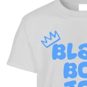 Men's <b>White</b> Black Boy Joy Graphic T Shirt with Blue Crown Lettering Short Sleeve Crew Neck Casual Cotton <b>Tee</b> Everyday Fashion - Product Image 3