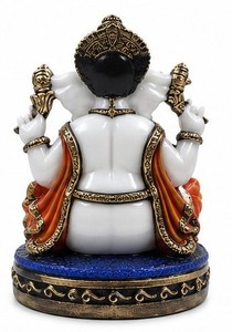 Traditional Handicraft Colored Resin Lord Ganesh <b>Statue</b> Hindu God Figurine Elephant Sculpture <b>Gold</b> Accent Diwali Home Decor - Product Image 2