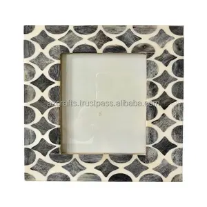 Wholesale Customizable Metal Photo <b>Frame</b> Grey Geo Bone Inlay Resin MDF Board Square Wall Decor <b>4x6</b> A4 Sizes Personalized Logo - Product Image 1