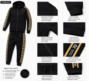 Sudadera con capucha de diseño personalizado con rayas para gimnasio y fitness para hombre, al por mayor, de algodón y forro polar, 400+ gramos, chándales pesados para hombre. - Product Image 5