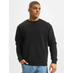 <b>Black</b> Oversized Crewneck <b>Sweatshirt</b>. Heavyweight Plain Fleece Pullover. Streetwear <b>Sweatshirt</b>. OEM Private Label Manufacturer - Product Image 1