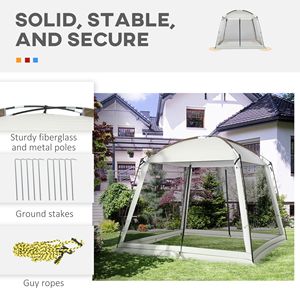 10FT X 10FT White Mesh Tent with 2 <b>Doors</b> and Carry Bag Easy Setup UV50+ Protection <b>Screen</b> House Breathable Walls Sun Shelter - Product Image 6