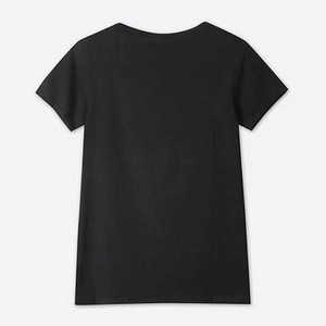 T-shirt noir uni 100 % coton à manches courtes avec imprimé casquette de baseball à paillettes, col rond, coupe ample, décontracté, tricoté pour homme - Product Image 2
