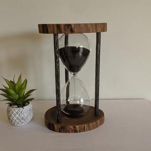 Magnifique Sablier Décoratif Noir Art Déco Grand Format 60 Minutes en Verre Borosilicate Fait Main Sablé pour la Décoration Intérieure - Product Image 1