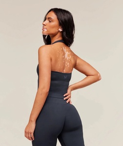 Ensemble de sport pour femme : Débardeur de yoga sans coutures à col halter avec soutien-gorge intégré et leggings taille haute, séchage rapide, extensible, anti-humidité - Product Image 3