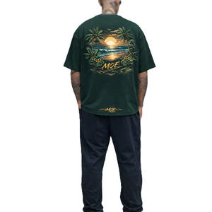 เสื้อยืดผู้ชายทรงโอเวอร์ไซส์ผ้าฝ้ายพรีเมียมเนื้อนุ่มระบายอากาศได้ดี ลายพิมพ์ด้านหลังสไตล์ทรอปิคอล รับผลิตตามสั่ง แบรนด์ส่วนตัว ผลิตจำนวนมากแบบ OEM - Product Image 3