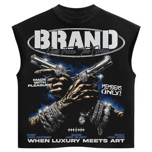 T-shirt sans manches pour homme BRAND, style streetwear, imprimé, col rond, jersey de coton, coupe classique - Product Image 1