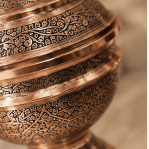 Handmade Oriental Copper Bowl Set Carved Metal <b>Decorative</b> Bowls with <b>Lid</b> and Spoon for Gifting - Product Image 5