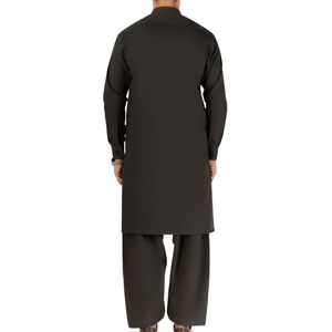 Shalwar Kameez Gris Carbón Liso de Alta Calidad, Transpirable, Suave al Tacto, Ajuste Cómodo, Tradicional Pakistaní para Hombre - Product Image 2