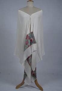 Châle en cachemire et laine fine VIC pour femme, élégant, avec bordure florale tissée, doux, chaud, de qualité supérieure, 70 x 200 cm - Product Image 2