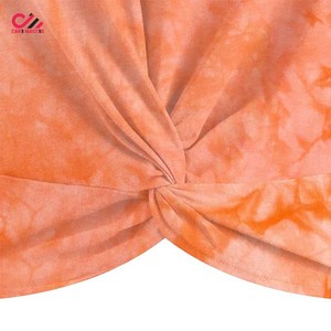 CARE MASTER Women <b>Tie</b> <b>Dye</b> Crop Top O-Neck Short Sleeve Knitted Casual <b>T</b>-<b>Shirt</b> Spring Summer Style - Product Image 6