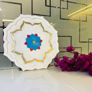 Handmade Marble <b>Decorative</b> <b>Plate</b> Dishwasher Safe Flower Design Shape for Home Kitchen Decoration Party Use Wholesale Available - Product Image 1