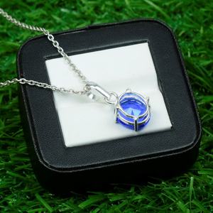 จี้รูปไข่แทนซาไนต์ 11CT เงินแท้ 925 จี้เงินแท้ประดับพลอยสีน้ำเงินธรรมชาติ ของขวัญสำหรับผู้หญิง ประจำเดือนธันวาคม - Product Image 2