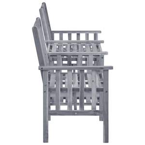Chaise de jardin en bois d'acacia massif gris avec table à thé, ensemble de jardin standard - Product Image 3