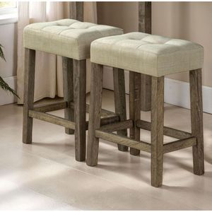 Set da Pranzo Moderno Transizionale Marrone 3 Pezzi: Tavolo con 2 Sgabelli e Sedie con Cuscini Trapuntati per Sala da Pranzo Contemporanea - Product Image 3