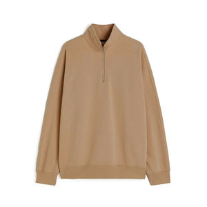 เสื้อสเวตเชิ้ตคอตั้งแบบซิป ¼  ทรงโอเวอร์ไซส์ สีพื้น ความยาวปกติ สไตล์นอร์มคอร์ มินิมอล สำหรับฤดูใบไม้ร่วง - Product Image 1