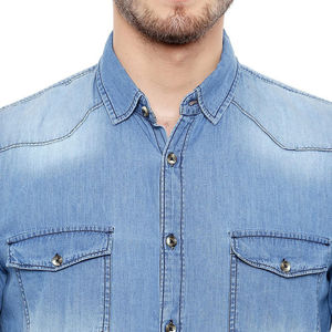 Chemise en jean pour homme grande taille, respirante, de haute qualité, en coton, avec logo personnalisé, confortable, anti-plis, taille 6XL – Meilleur design - Product Image 4