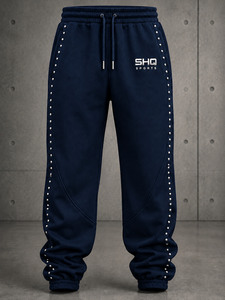 SHAFIQ SPORTS Pantalon de survêtement en velours côtelé 100 % cuir véritable bleu marine pour homme, taille élastique avec cordon de serrage, respirant, coupe-vent et imperméable - Product Image 1