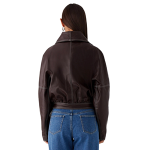 <b>Women</b> Genuine Leather <b>Jacket</b> Biker Style Ladies Classic <b>Zip</b>-<b>Up</b> Slim Fit Black Customized Logo Factory Rate Wholesale OEM - Product Image 5