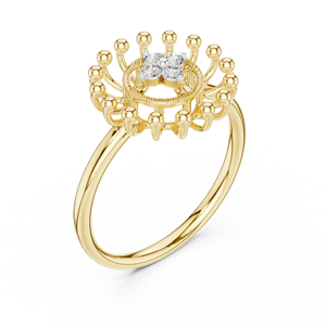 Anillo de Diamante Cultivado en Laboratorio con Diseño Floral Único, Oro Amarillo de 18 Quilates con Baño de Rodio, Corte Brillante, para Compromiso, Boda, Fiesta, San Valentín - Product Image 1