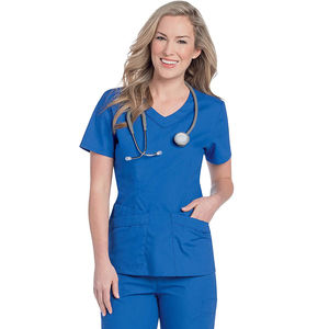 Tenues d'infirmière d'hôpital, ensembles de blouses à manches courtes, en coton tricoté, unisexe, détection d'aiguilles, tailles personnalisables, logo, vente en gros - Product Image 1