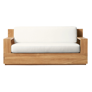 Canapé d'extérieur de style minimaliste moderne en teck durable, canapé de salon contemporain avec coussins moelleux, mobilier de jardin de luxe - Product Image 3