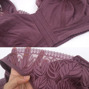 Soft Cotton Cup Front Zipper Middle Aged Underwear Ladies No Steel <b>Ring</b> Vest Lace <b>Adjusted</b>-straps Large <b>Size</b> Bra Breathable Sexy - Product Image 5