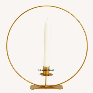 Articles de décoration d'intérieur de luxe, ensemble de porte-bougies circulaires en métal doré, style nordique minimaliste, pour mariage, table à manger - Product Image 1