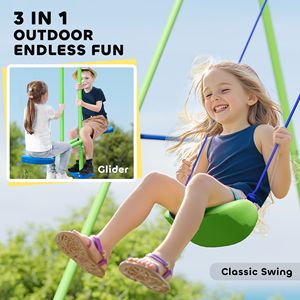 "Outdoor Heavy Duty Metal <b>Swing</b> Set with Glider & 2 Seats Adjustable Height A-<b>Frame</b> PP Material" - Product Image 4