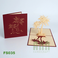 Tarjeta de Felicitación 3D Pop-up de Palmera, Hecha a Mano, Impresa Personalizada, de Alta Calidad, con Recorte de Papel, para Negocios, Agradecimiento, Regalo, Troquelada ANN